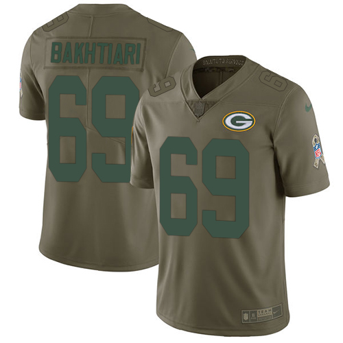 Nike Packers #69 David Bakhtiari Olive Men's Stitched NFL Limited Salute To Service Jersey - Click Image to Close